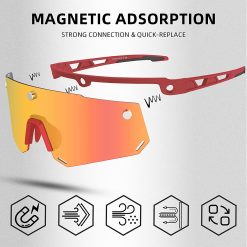 Orange Magnetic Frameless Lens Polarized Cycling Glasses