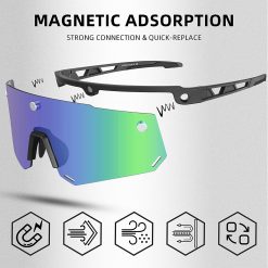 Blue Magnetic Frameless Lens Polarized Cycling Glasses