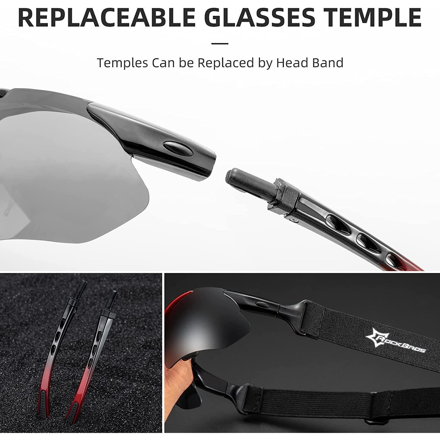 RockBros Polarized UV Protection 5 Interchangeable Lenses Sports Sunglasses