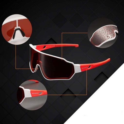 RockBros Polarized UV Protection Cycling Sunglasses Red and White RockBros