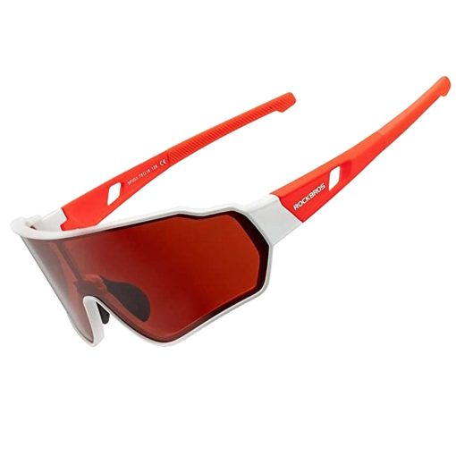 RockBros Polarized UV Protection Cycling Sunglasses Red and White RockBros