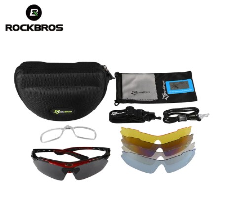 RockBros Polarized UV Protection 5 Interchangeable Lenses Sports Sunglasses