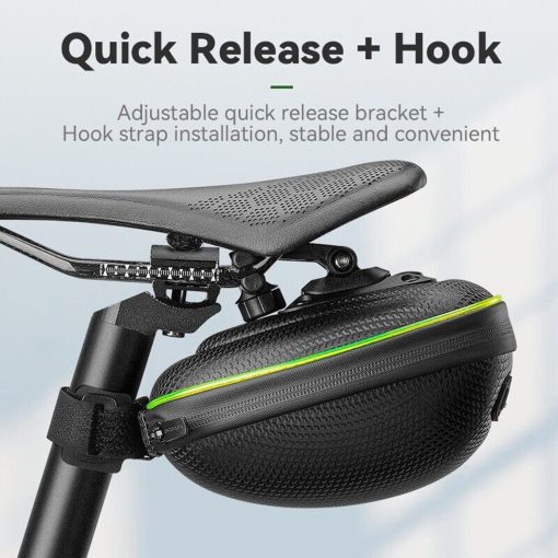 RockBros Hard Shell Bike Saddle Bag: Waterproof with LED Light RockBros